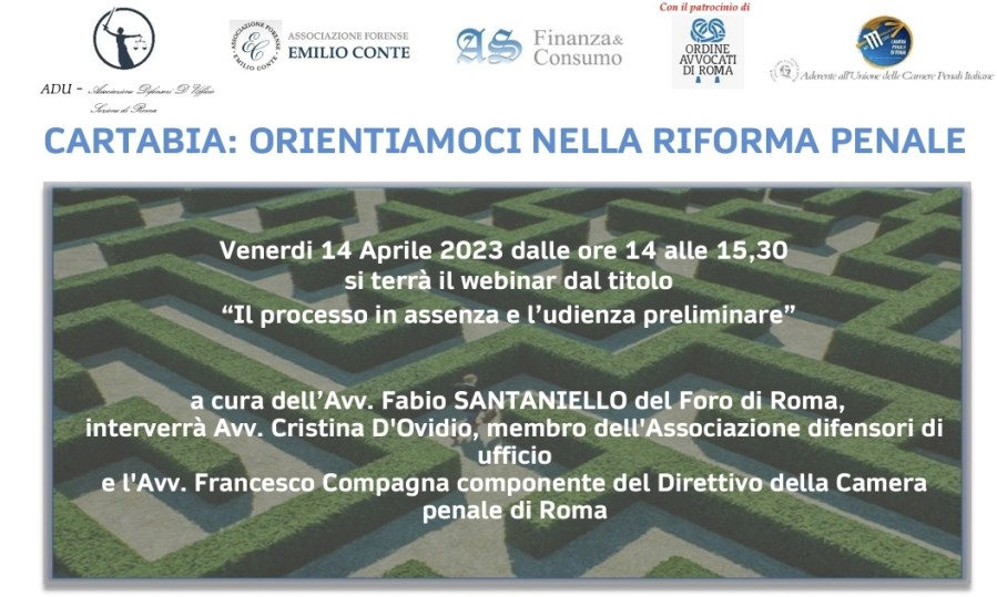 CARTABIA: ORIENTIAMOCI NELLA RIFORMA- Venerdì 14 aprile, prosegue il ciclo di&nbsp;Webinair